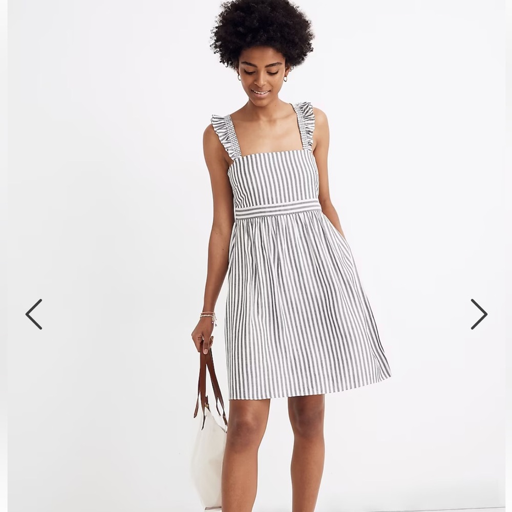 Madewell Striped Ruffle-Strap Empire Dress size 12